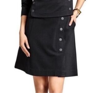 Cabi 6 Black Ponte Knit Utility Mini Skirt Buttons Stretch Style 3218